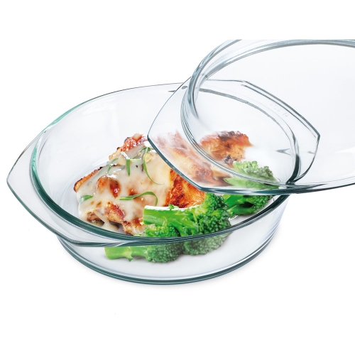Plat rond en verre avec couvercle, 18 cm - Simax