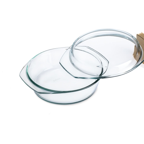 Plat rond en verre avec couvercle, 23 cm - Simax
