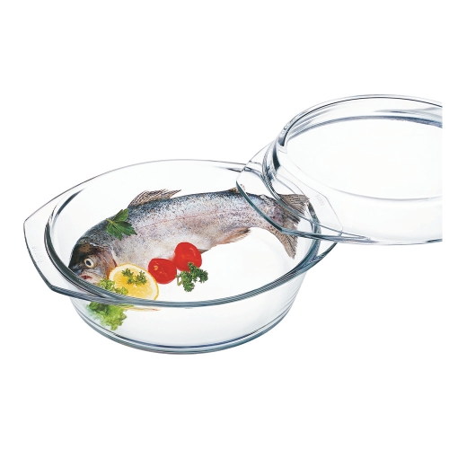 Plat rond en verre avec couvercle, 25 cm - Simax