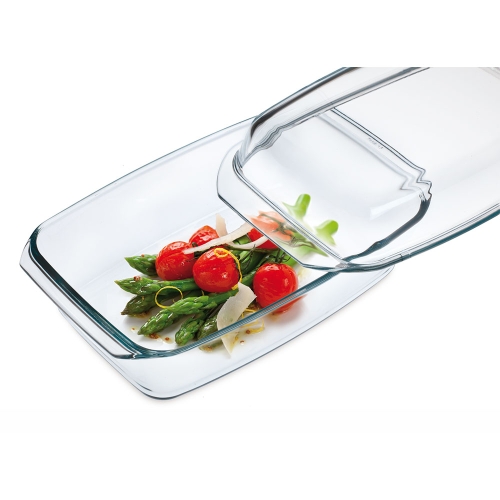 Plat à four en verre allongé avec couvercle, 35 x 20 cm - Simax