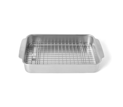 Plat à four avec grille, 24x26 cm, acier inoxydable - Culimat