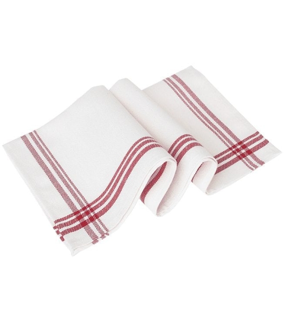 Tablier de chef, blanc à rayures rouges, 50x70cm