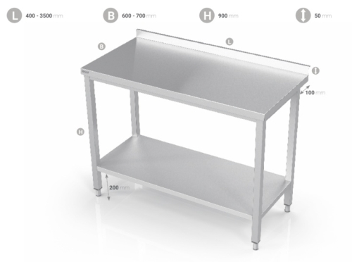 Banc en inox avec étagère inférieure