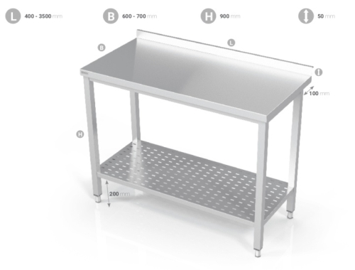 Banc en inox avec étagère inférieure perforée