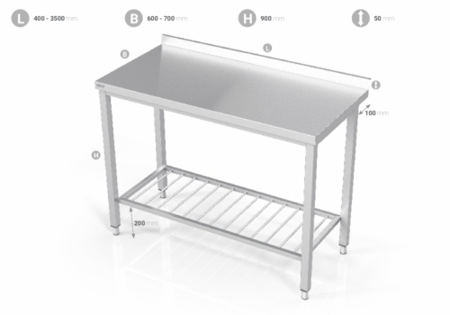 Banc en inox avec étagère grillagée