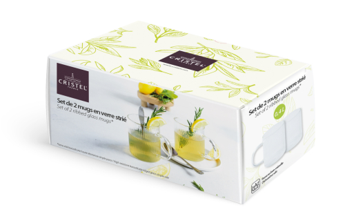 Set de théière et deux mugs en verre, Darjeeling - Cristel