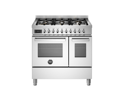 Table de cuisson à gaz Professional, 90 cm, 6 feux, Double four, Inox - Bertazzoni