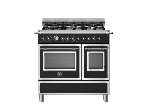Table de cuisson à gaz Heritage, 90 cm, 6 brûleurs, double four, noir mat - Bertazzoni