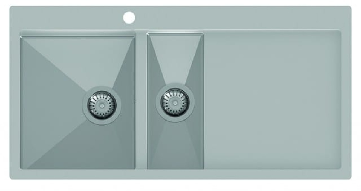 Evier double inox 1000 x 510 mm avec étagère à droite