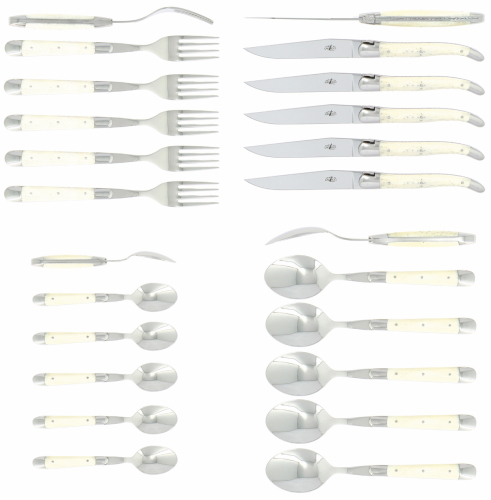 Ensemble de couverts 03, manche en os, poli, Tradition - Forge de Laguiole