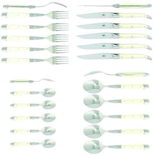 Ensemble de couverts 05, manche en os, poli, Tradition - Forge de Laguiole