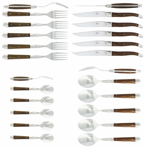 Ensemble de couverts 05, manches en noyer, polis, Tradition - Forge de Laguiole