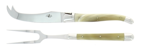 Service à fromage, manche en corne brillante, poli, Tradition - Forge de Laguiole