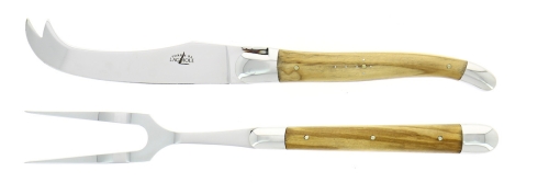 Service à fromage, manches en bois d'olivier, brillant, Tradition - Forge de Laguiole