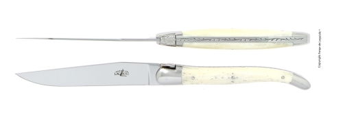 Deux couteaux, manche en os, polis, Tradition - Forge de Laguiole