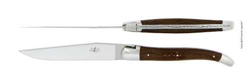 Deux couteaux, manche en chêne pétrifié, poli, Tradition - Forge de Laguiole