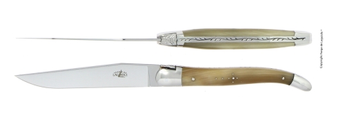 Deux couteaux, manche en Corne Brillante, poli, Tradition - Forge de Laguiole