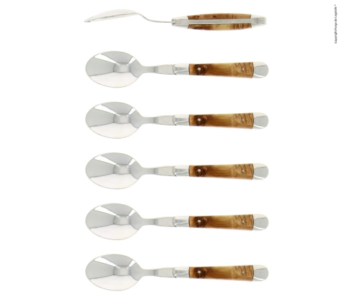 Six cuillères à dessert, en manche, polies, Tradition - Forge de Laguiole