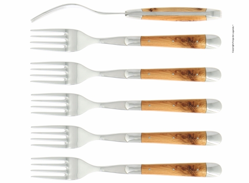 Six fourchettes, en manche, polies, Tradition - Forge de Laguiole