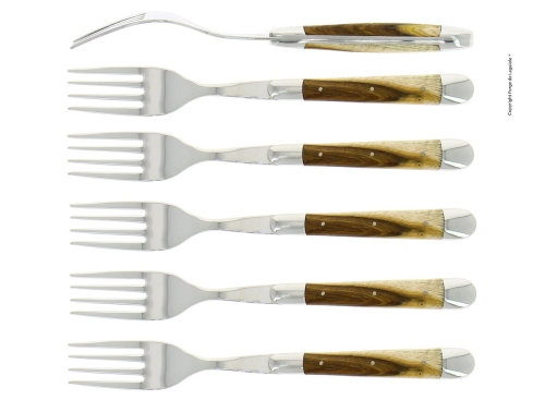 Six fourchettes, manche Pistage, poli, Tradition - Forge de Laguiole