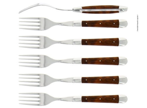Six fourchettes, manche en serpentin, poli, Tradition - Forge de Laguiole