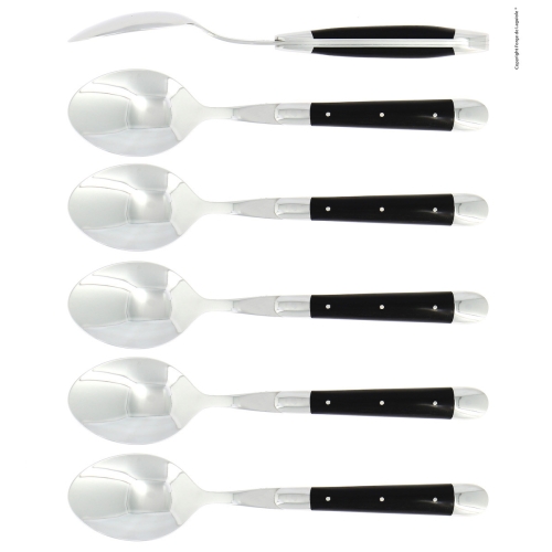 Six cuillères, manches en ébène, polies, Tradition - Forge de Laguiole