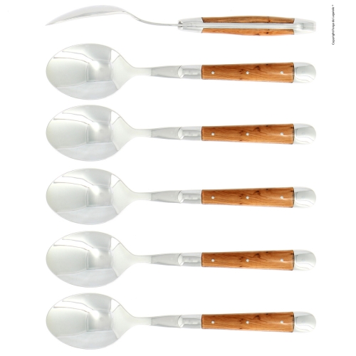 Six cuillères, En manche, polies, Tradition - Forge de Laguiole