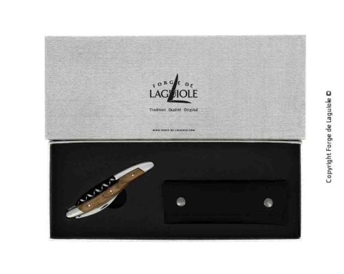 Couteau de sommelier en noyer damasquiné avec décor, Collection - Forge de Laguiole