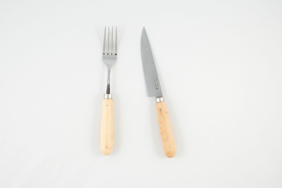 Couteau et fourchette en inox et buis - Pallarès