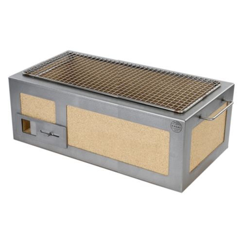 Gril de table/conro-gril avec cadre en acier inoxydable, moyennement long 54 x 26,5 cm - Kasai