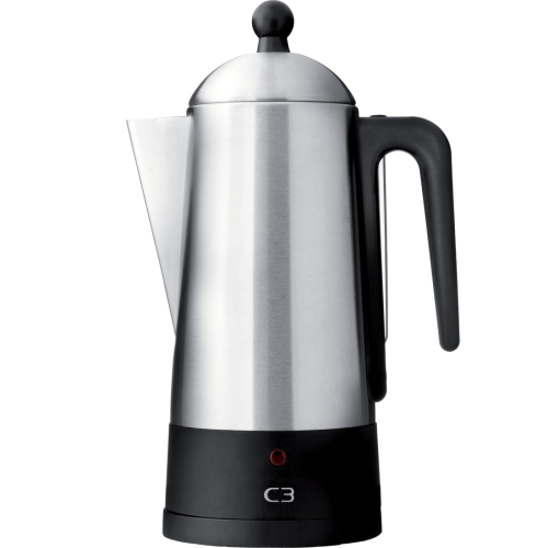 Percolateur, Acier Inoxydable Brossé, 6 Tasses – C3