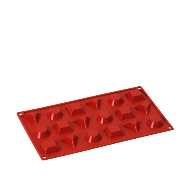 Moule à pâtisserie en silicone, rond, carré, triangle 18 pcs - Pavoni