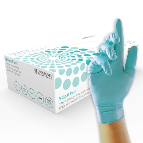 Gant nitrile, turquoise, pack de 100 - Unigloves