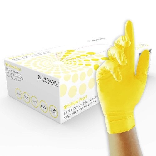 Gant nitrile, jaune, pack de 100 - Unigloves