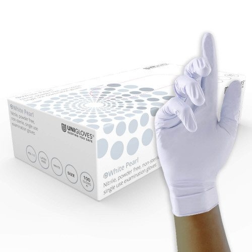 Gant en nitrile, blanc, pack de 100 - Unigloves