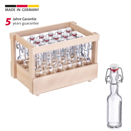Bouteille en verre avec bouchon à bascule et coffret en bois, 40 ml, paquet de 24 - Westmark