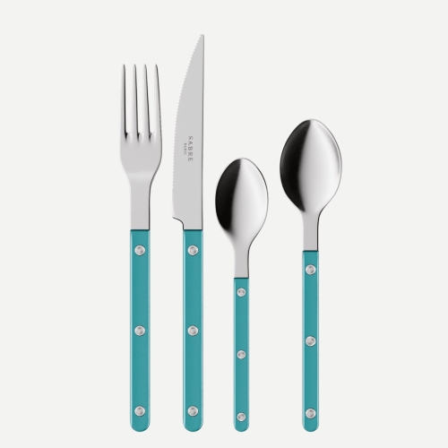 Set de couverts, 24 pièces, Bistrot Pearly, Turquoise - Sabre Paris