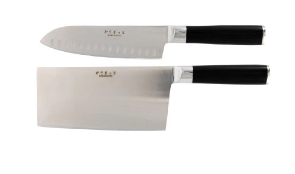 Couteau Santoku 17,5cm + Couteau chinoise 18cm - Karimatto dans le groupe Cuisine / Couteaux de cuisine / Set de couteaux l\'adresse The Kitchen Lab (1070-28228)