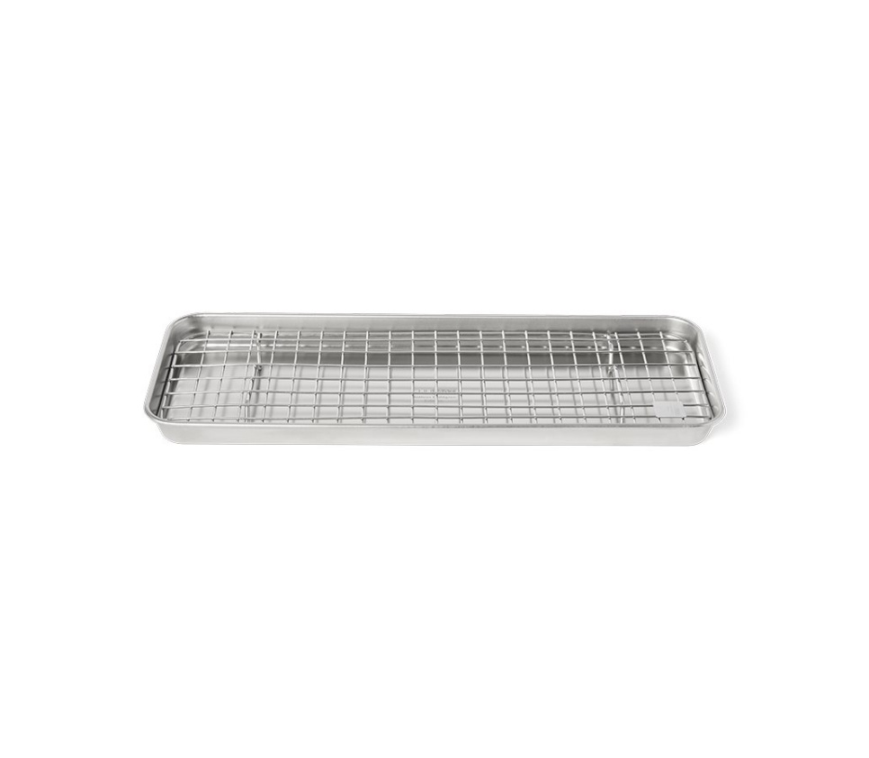 Plaque gastro/plaque de cuisson avec grille, 38x14 cm, acier inoxydable - Culimat