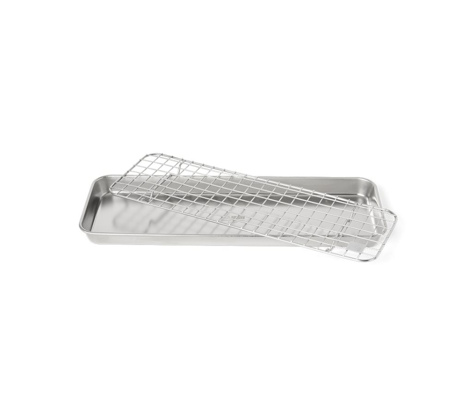 Plaque gastro/plaque de cuisson avec grille, 38x14 cm, acier inoxydable - Culimat