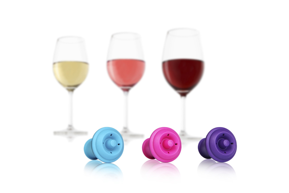 Bouchons de vin en différentes couleurs, paquet de 3 - Vacuvin