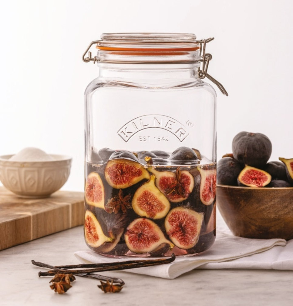 Bocal avec couvercle patenté, carré - Kilner - 3 L
