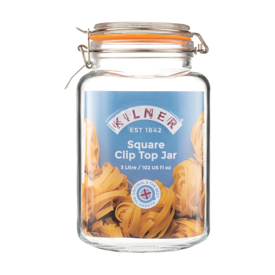 Bocal avec couvercle patenté, carré - Kilner - 3 L