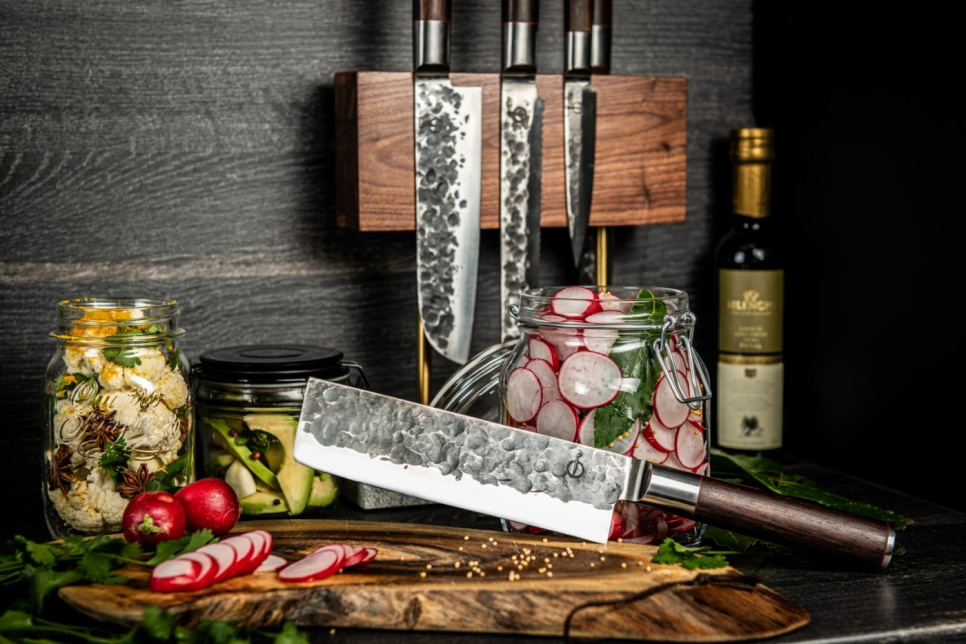 Bloc à couteaux magnétique en noyer - Style de Vie