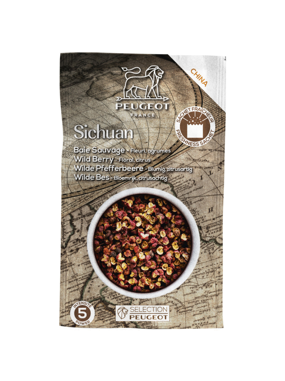 Szechuan Peppercorns, 4x40gr - Peugeot dans le groupe Cuisine / Épices et Arômes / Poivre l\'adresse The Kitchen Lab (1090-31747)