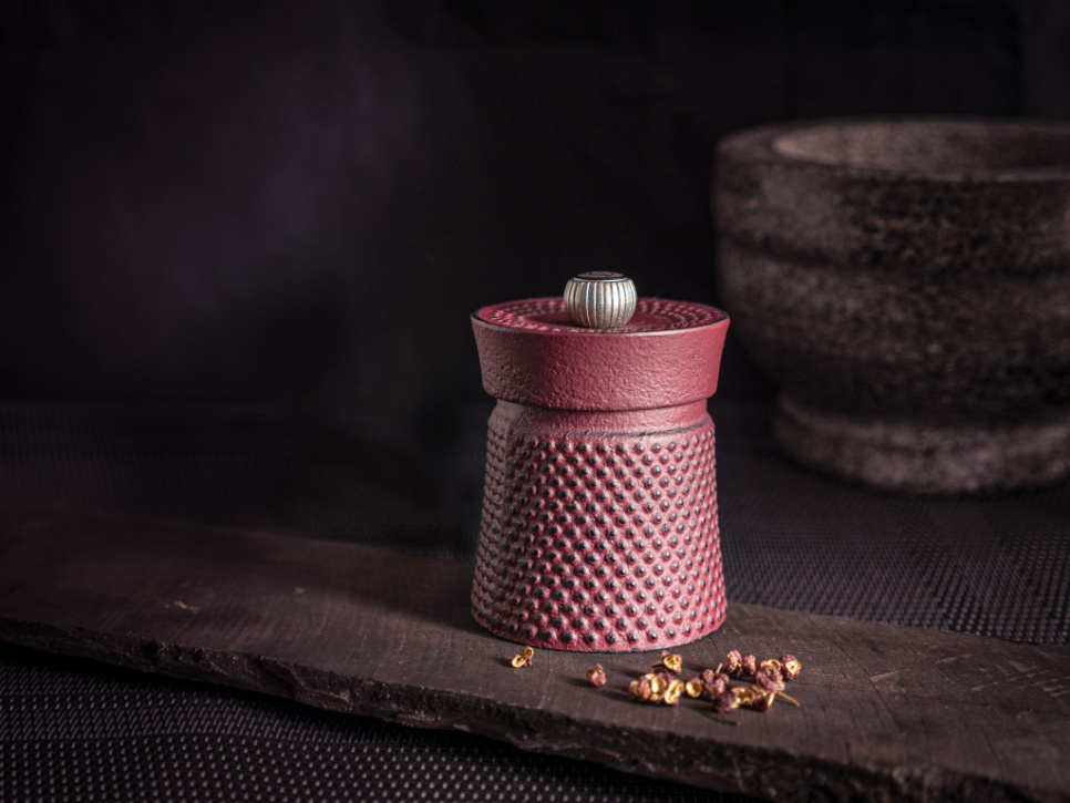 Moulin à poivre, 8 cm, Bali, Fonte, Rouge - Peugeot