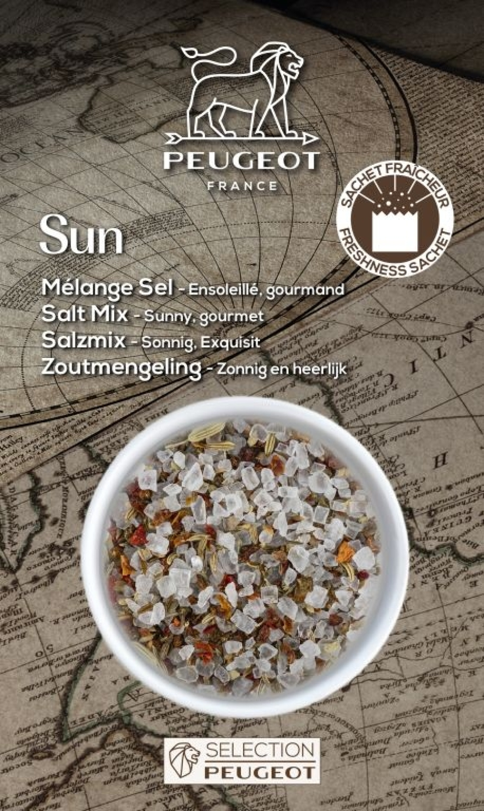 Mélange de Sel pour Moulin, Sun, 135g - Peugeot dans le groupe Cuisine / Épices et Arômes / Sel l\'adresse The Kitchen Lab (1090-35446)