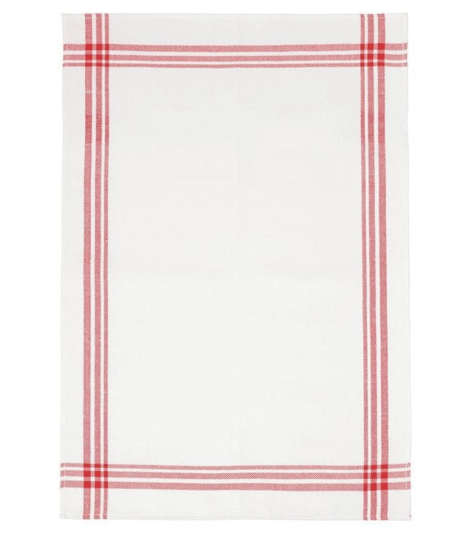 Tablier de chef, blanc à rayures rouges, 50x70cm