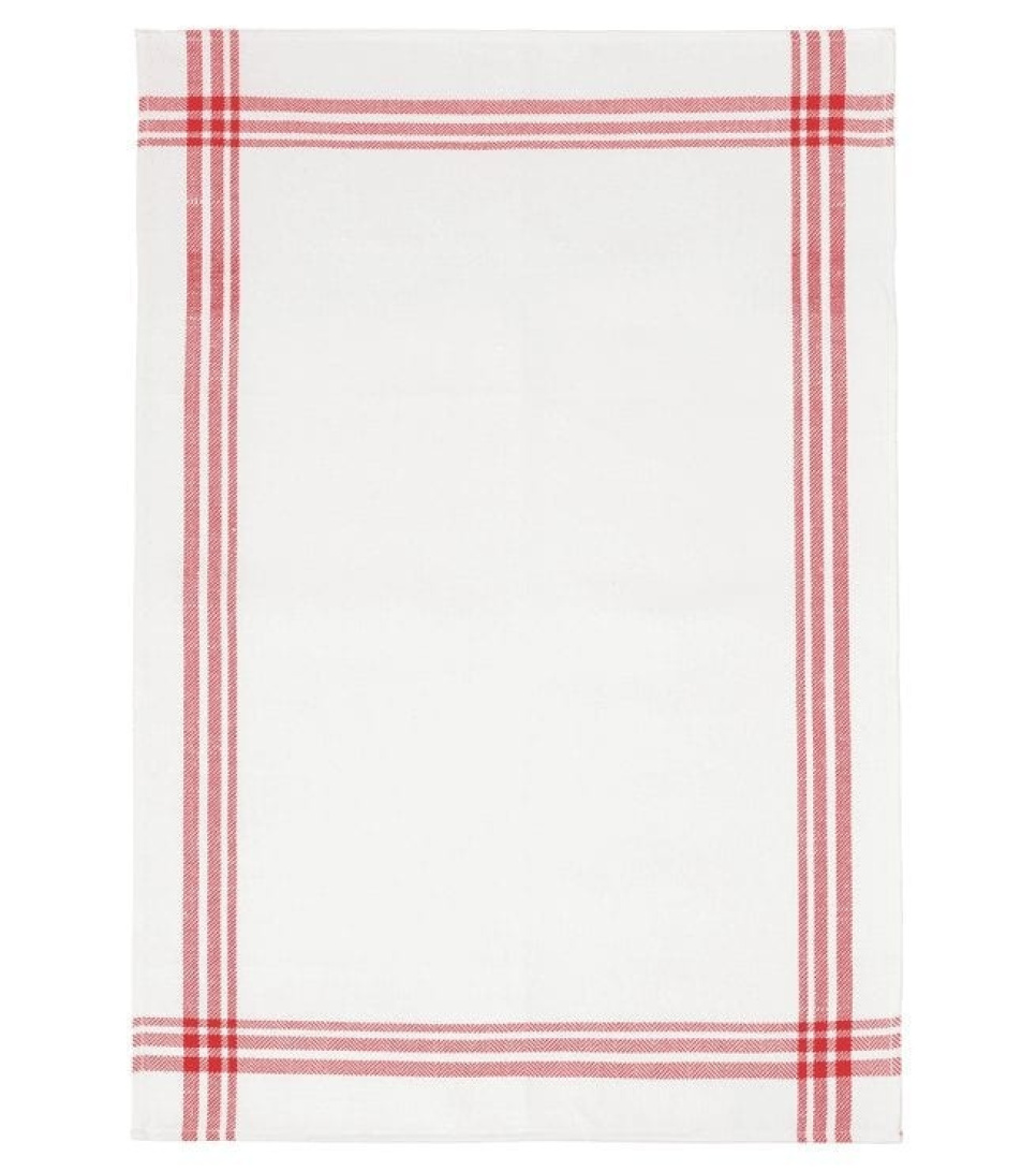 Tablier de chef, blanc à rayures rouges, 50x70cm