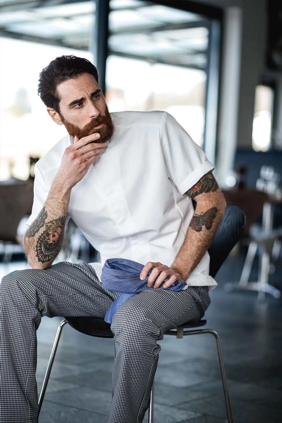 Pantalon, homme, pied-de-poule noir - Segers